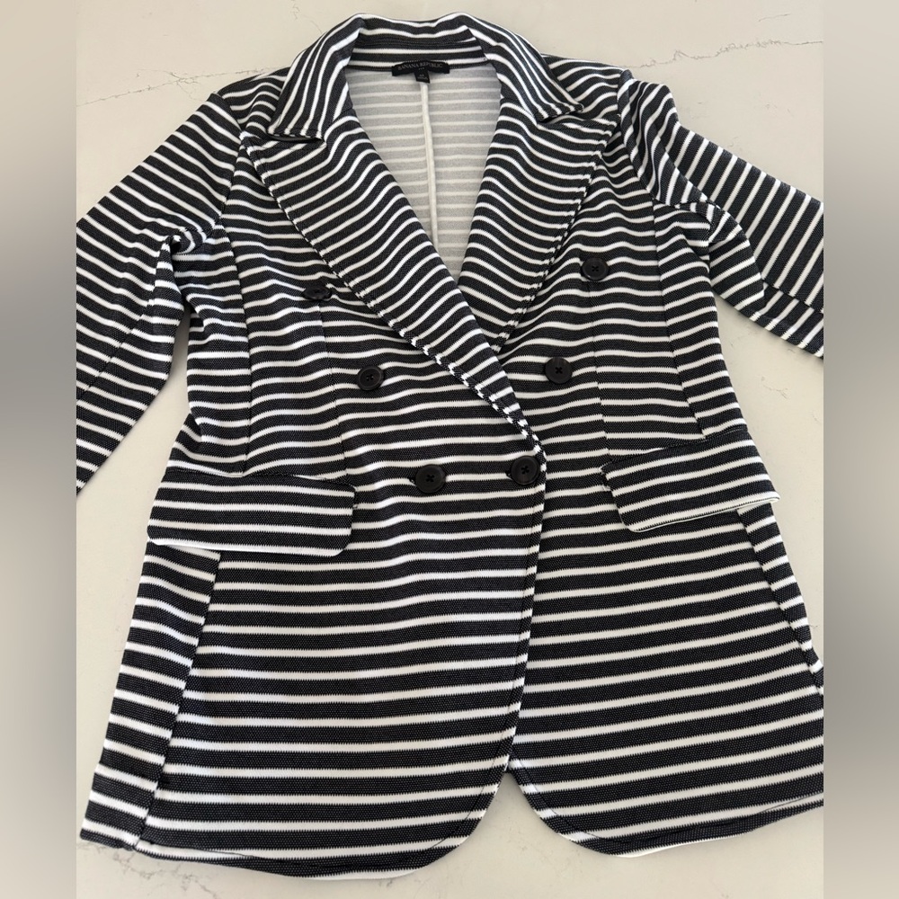Banana Republic Black and White Striped Blazer